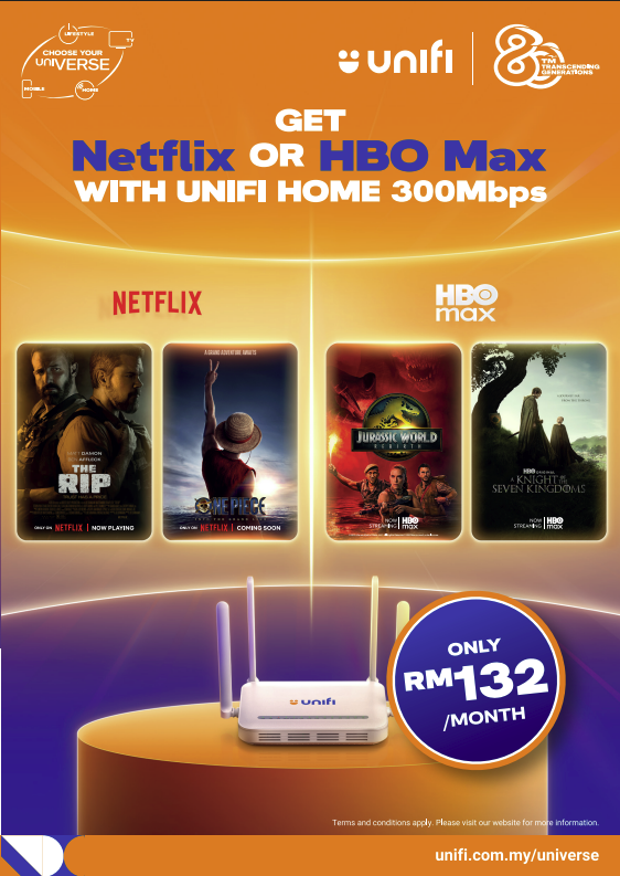 Unifi fibre signup for Netflix HBO Max and lifestyle bundles in Kedah