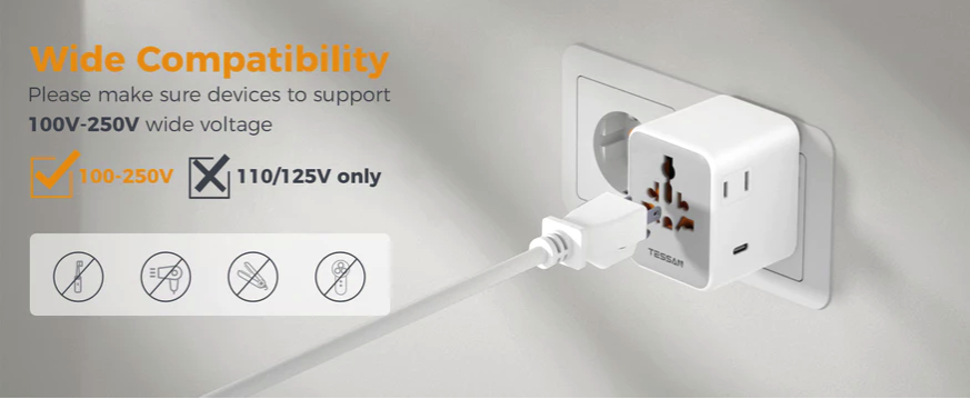 TESSAN universal travel adapter wide compatibility